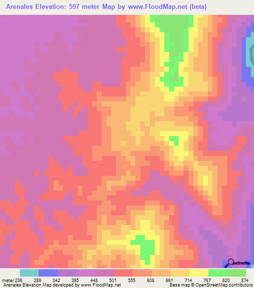 Arenales,Honduras Elevation Map