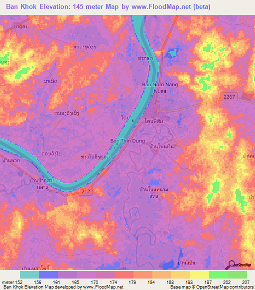 Ban Khok,Thailand Elevation Map