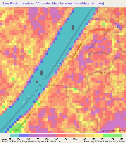 Ban Khok,Thailand Elevation Map