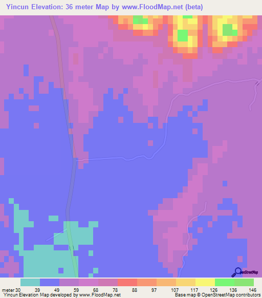 Yincun,China Elevation Map