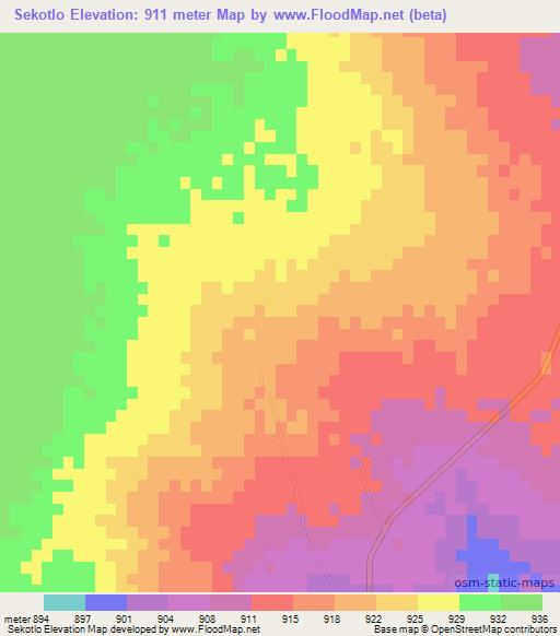 Sekotlo,Botswana Elevation Map