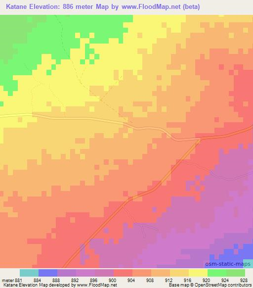 Katane,Botswana Elevation Map