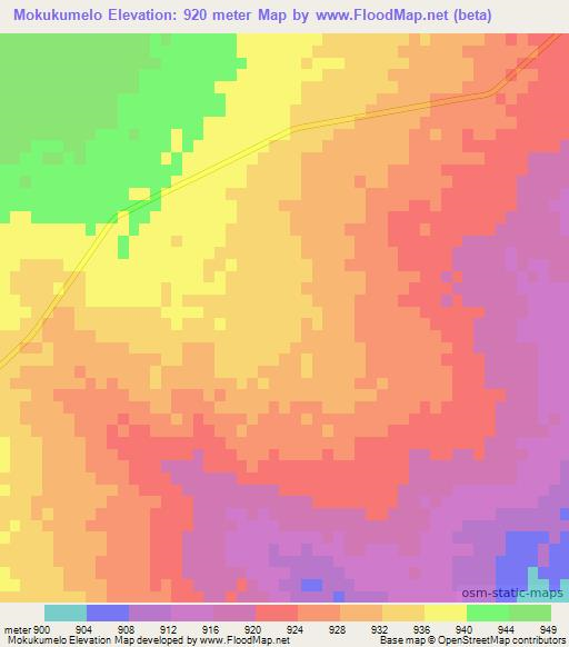 Mokukumelo,Botswana Elevation Map