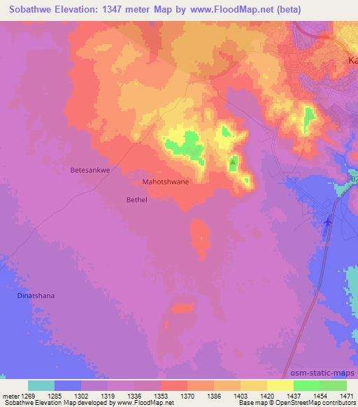 Sobathwe,Botswana Elevation Map