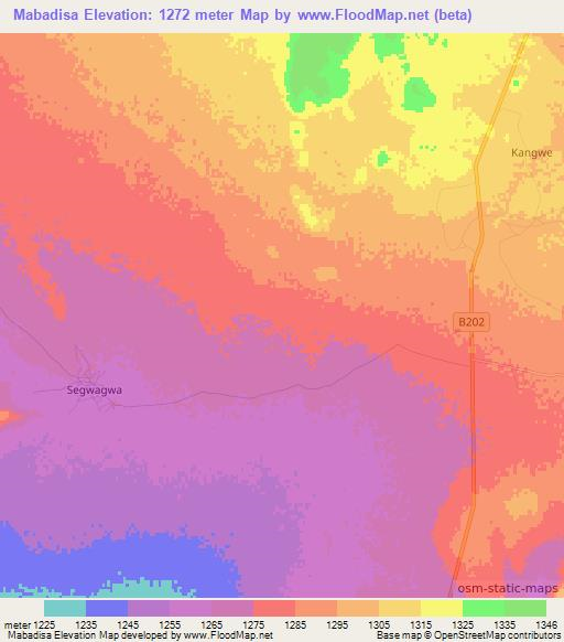 Mabadisa,Botswana Elevation Map