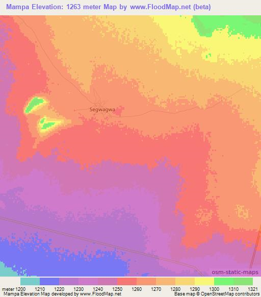 Mampa,Botswana Elevation Map