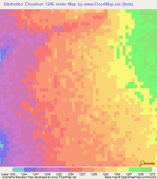 Ditshetlho,Botswana Elevation Map