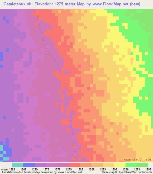 Gatalatshukudu,Botswana Elevation Map