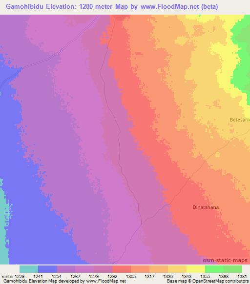 Gamohibidu,Botswana Elevation Map