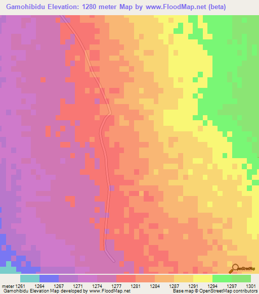 Gamohibidu,Botswana Elevation Map