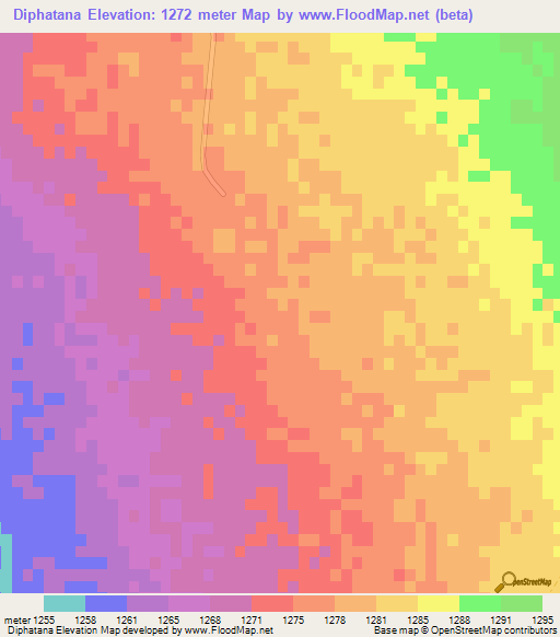 Diphatana,Botswana Elevation Map