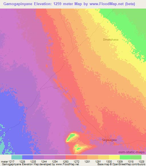 Gamogapinyane,Botswana Elevation Map