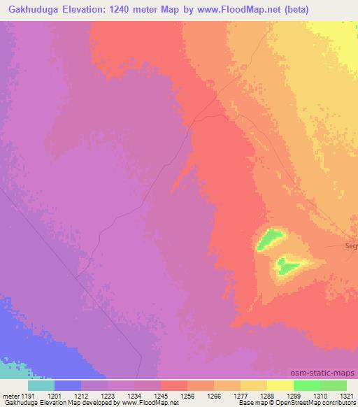 Gakhuduga,Botswana Elevation Map