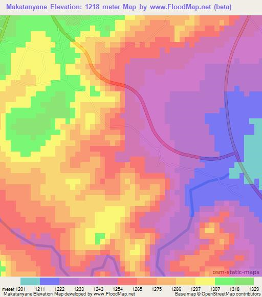 Makatanyane,Botswana Elevation Map