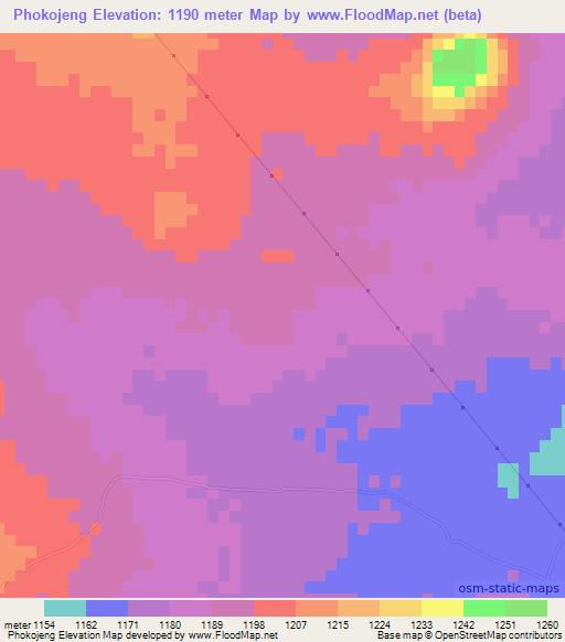 Phokojeng,Botswana Elevation Map