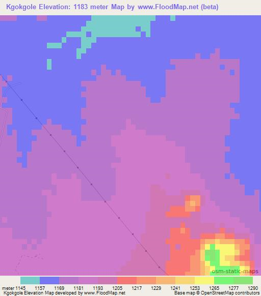Kgokgole,Botswana Elevation Map