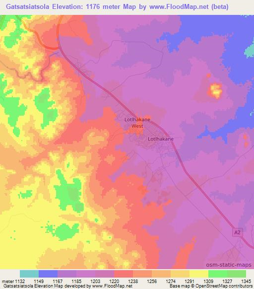 Gatsatsiatsola,Botswana Elevation Map