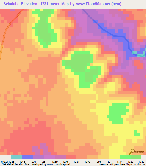 Sekalaba,Botswana Elevation Map