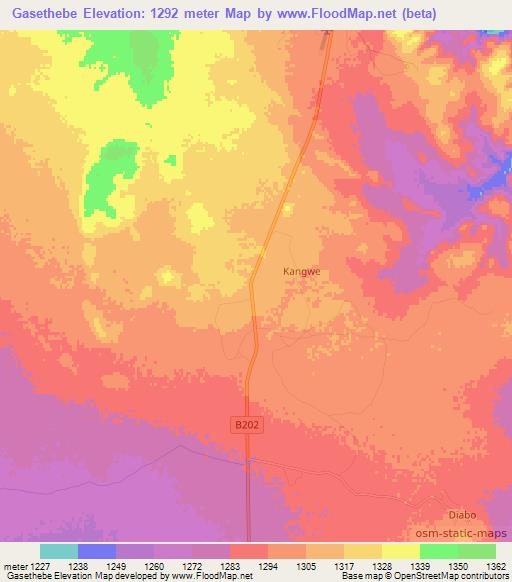Gasethebe,Botswana Elevation Map