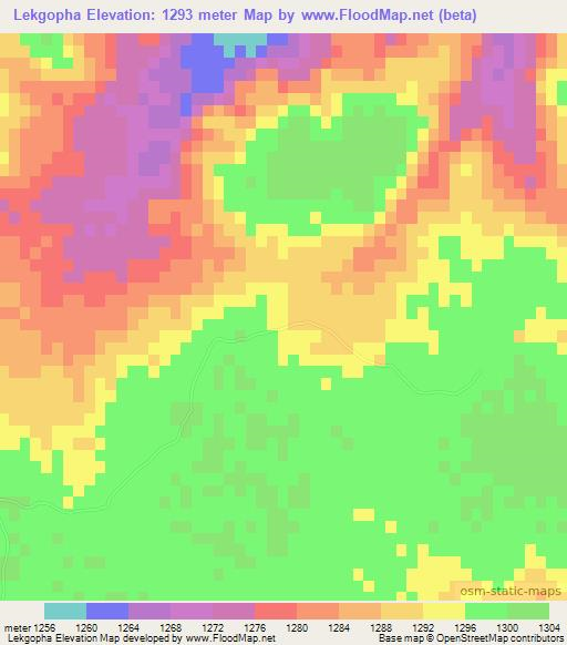 Lekgopha,Botswana Elevation Map