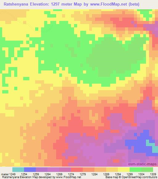 Ratshenyana,Botswana Elevation Map