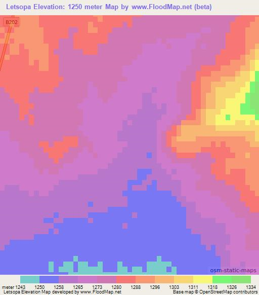 Letsopa,Botswana Elevation Map