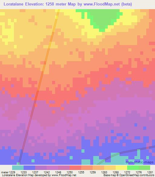 Loratalane,Botswana Elevation Map