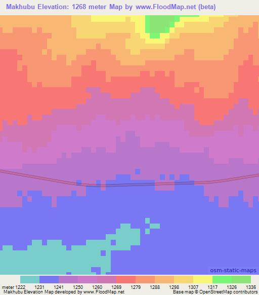 Makhubu,Botswana Elevation Map