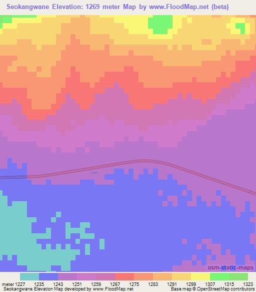 Seokangwane,Botswana Elevation Map