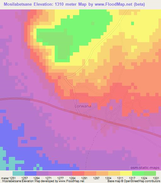 Mosilabetsane,Botswana Elevation Map