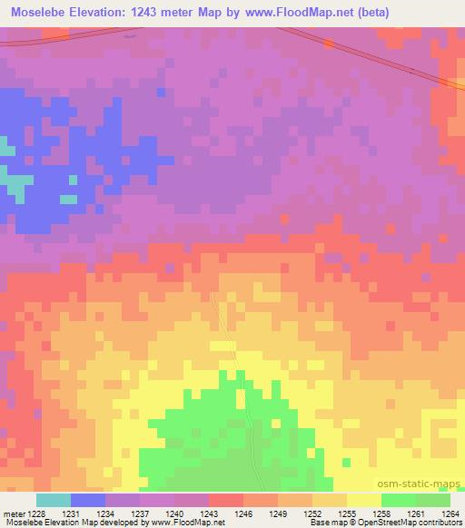 Moselebe,Botswana Elevation Map