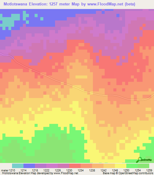Motlotswana,Botswana Elevation Map