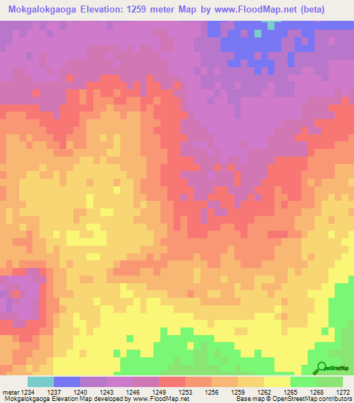 Mokgalokgaoga,Botswana Elevation Map