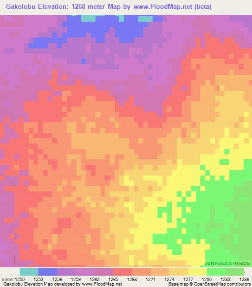 Gakolobu,Botswana Elevation Map