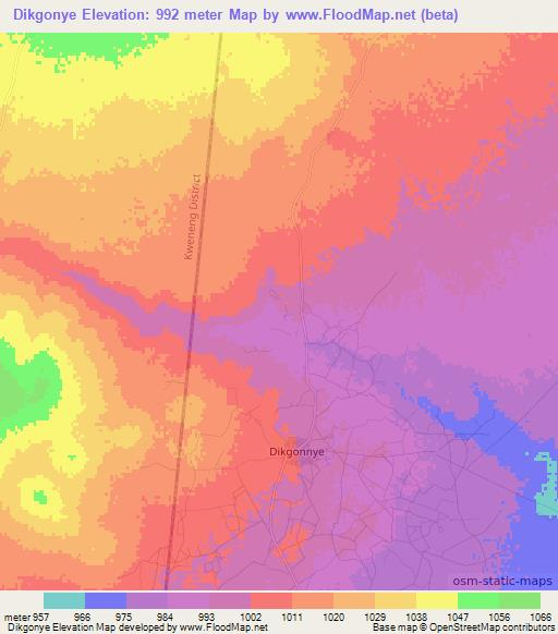 Dikgonye,Botswana Elevation Map