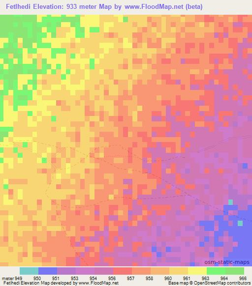 Fetlhedi,Botswana Elevation Map