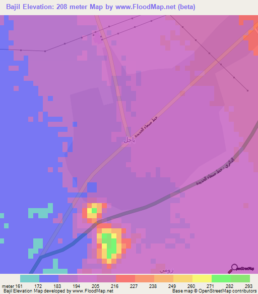 Bajil,Yemen Elevation Map
