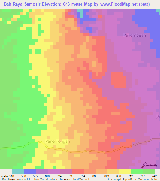 Bah Raya Samosir,Indonesia Elevation Map