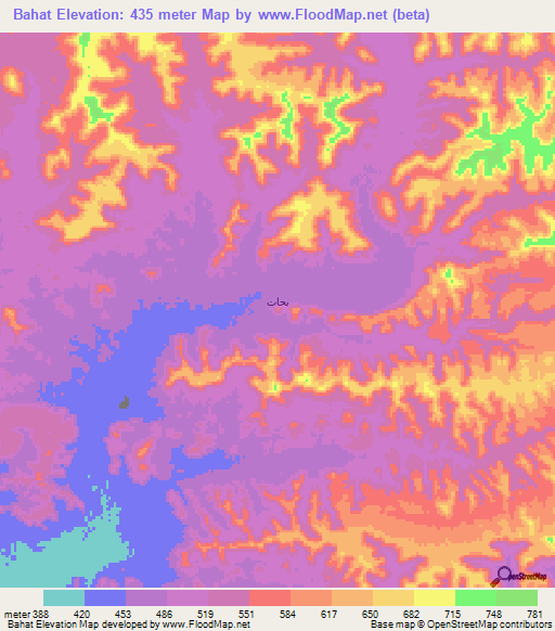 Bahat,Yemen Elevation Map