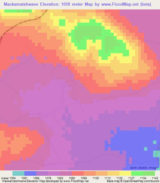 Maokamatshwane,Botswana Elevation Map