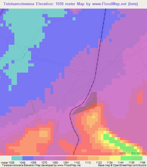 Tsietsamotswana,Botswana Elevation Map