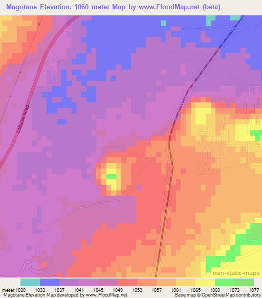 Magotane,Botswana Elevation Map