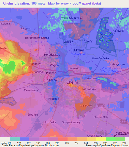 Chelm,Poland Elevation Map