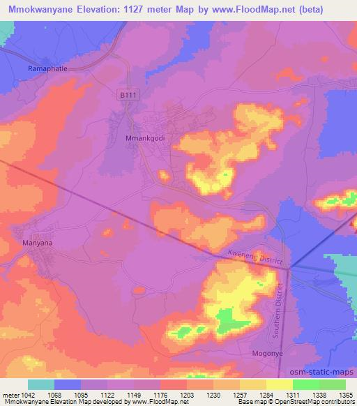 Mmokwanyane,Botswana Elevation Map