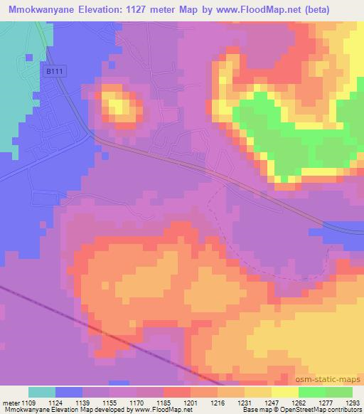 Mmokwanyane,Botswana Elevation Map