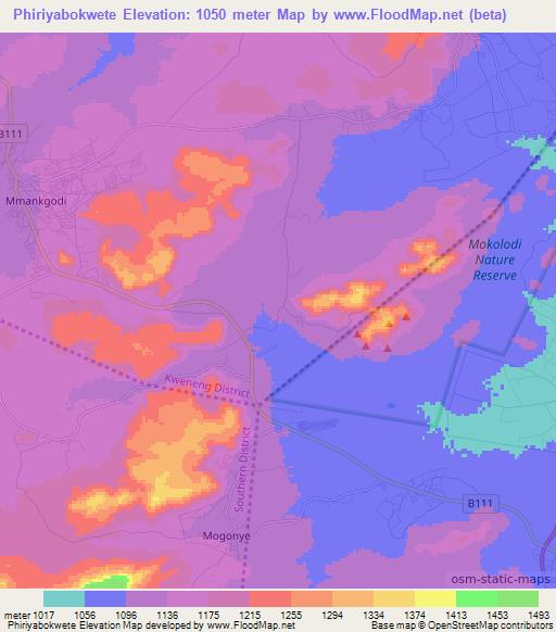 Phiriyabokwete,Botswana Elevation Map
