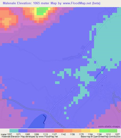 Malenale,Botswana Elevation Map