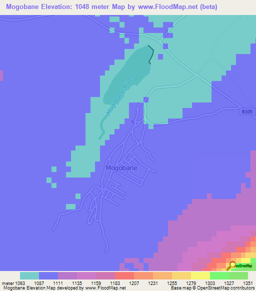 Mogobane,Botswana Elevation Map