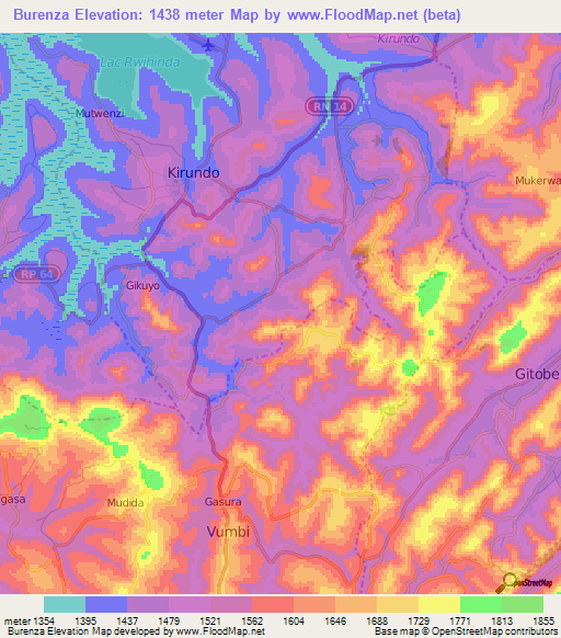 Burenza,Burundi Elevation Map