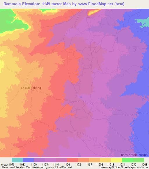 Rammola,Botswana Elevation Map